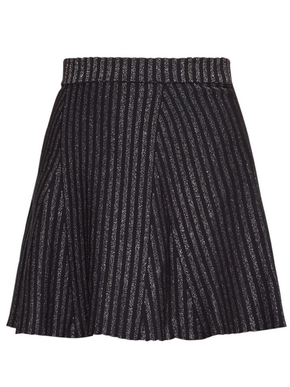 BCBGMaxAzria Black Metallic-Striped Circle Skirt